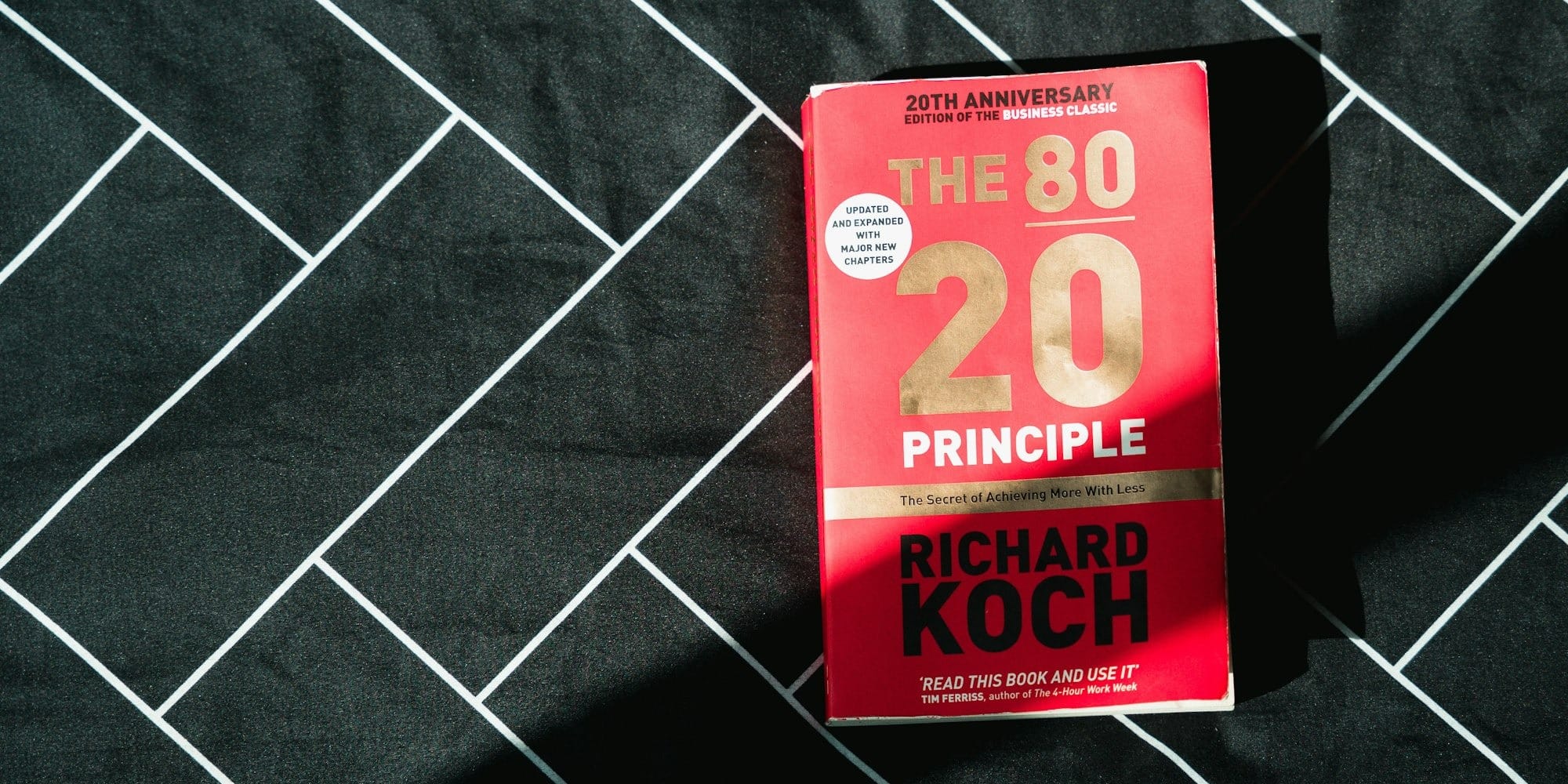 a red book sitting on top of a black blanket