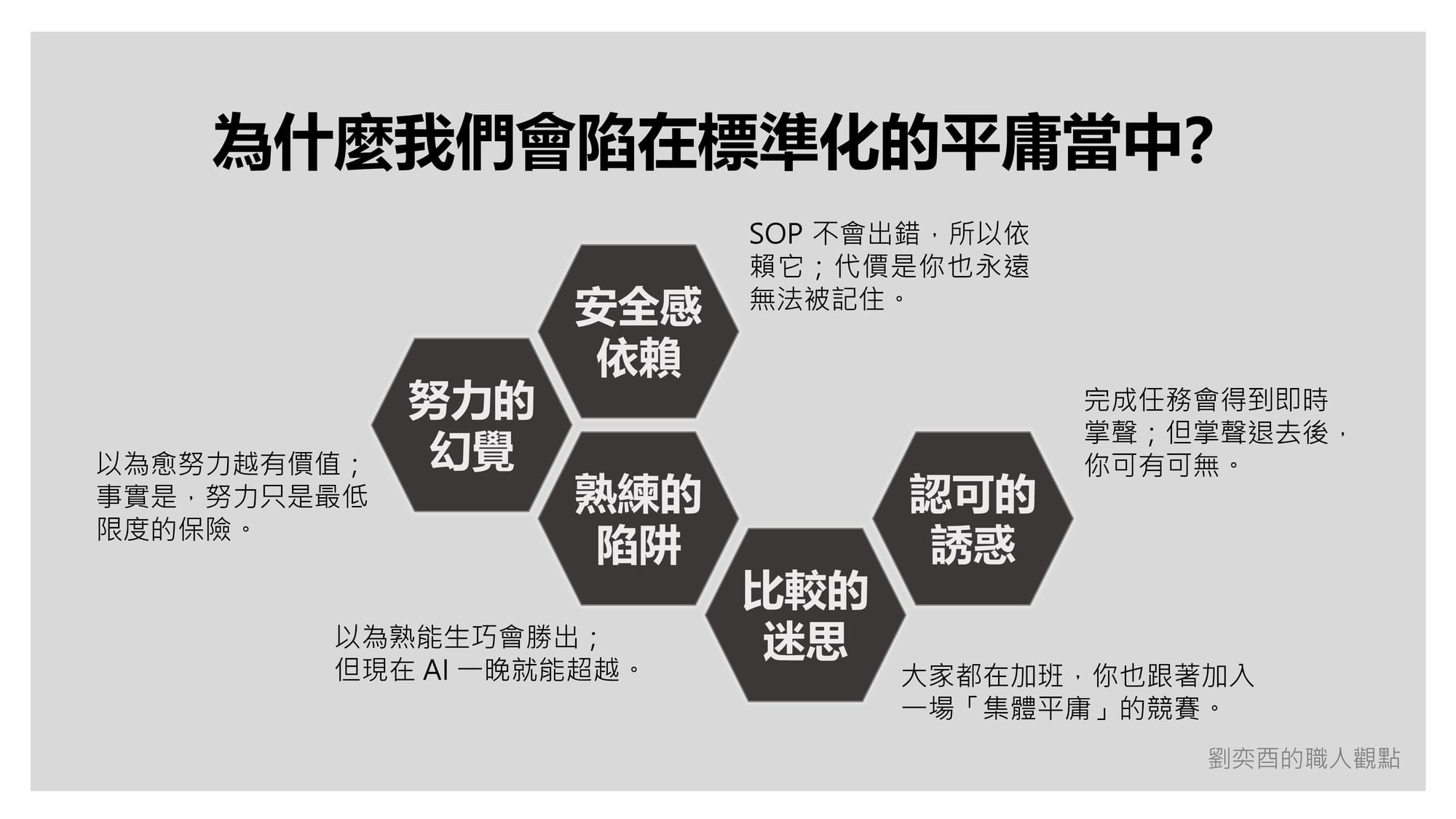 奕酉的閱讀、學習與觀察 #015｜別在平庸裡加班：能被標準化的東西，註定不會讓你出眾